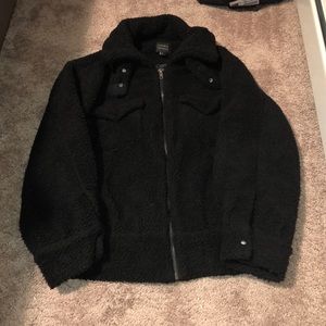 🖤 Oversized Black Teddy Moto Jacket